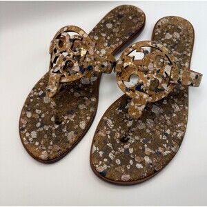 Tory Burch Miller Welt Confetti Cork Logo Women's Thong Sandals Size 9 M